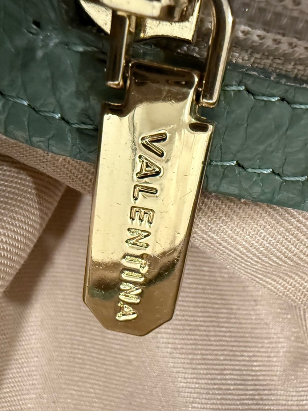 Valentina Green Pebble Leather Crossbody - Picture 15 of 16